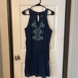 Luxology Navy Embroidered Mini Dress